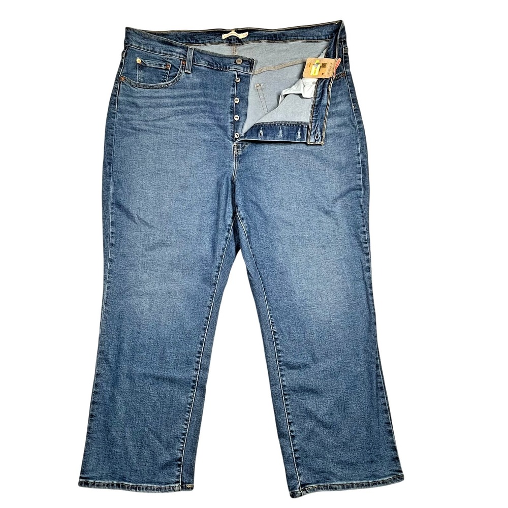 Levi's Ribcage Straight Ankle Jeans Womens 24W (Fits 44x27) High Rise Button Fly